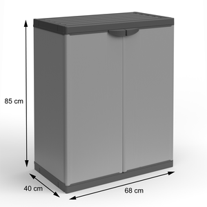 Armoire de jardin en résine 68x40x85 avec 2 portes (intérieur/extérieur) et étagères - Product Image 2