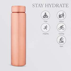 550ml Slim Ayurvedic Copper <b>Water</b> <b>Bottle</b> 100% Pure Copper Good Health Benefits Drinkware Pack of 6 - Product Image 2