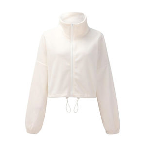 Sudadera con capucha de cuello alto de invierno de moda para mujer con cremallera corta y logotipo frontal sudaderas cómodas - Product Image 3