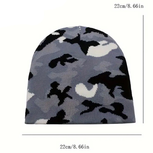 Quân đội màu xanh lá cây Camo Beanie co giãn, Trọng lượng nhẹ đan sọ <span class=keywords><strong>cap</strong></span> cho thời trang dạo phố mới nhất phong cách tùy chỉnh Beanies mũ - Product Image 4