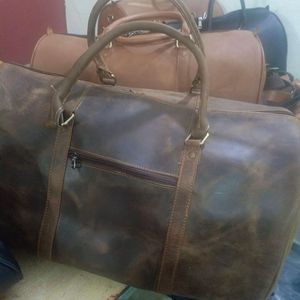 Sac de voyage pour homme en cuir véritable, imperméable, léger, durable, sac de sport de luxe, doublure en polyester, portable - Product Image 2