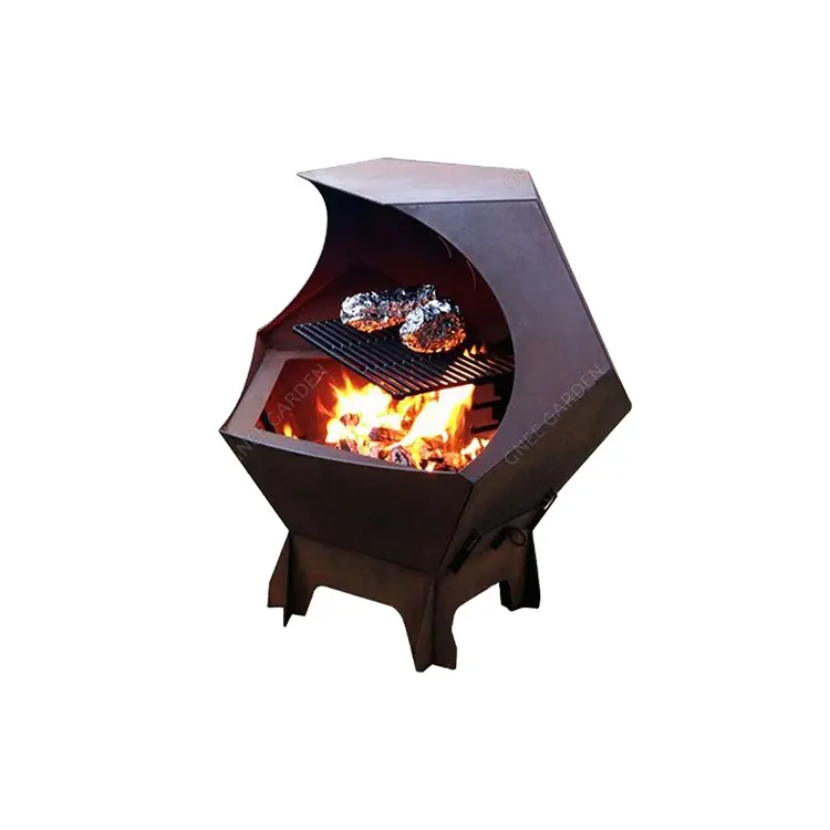 Barbecue en acier corten pour jardin, camping, fête, barbecue en acier corten