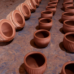 Pot de fleurs en céramique artisanal de grande taille, durable, écologique, inspiré de l'océan, de style américain, pour l'extérieur, la maison et le jardin, avec drainage - Product Image 5