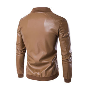 Veste de mousse pour hommes à prix de gros personnalisée Veste coupe-vent pour hommes avec col montant et veste en cuir à fermeture éclair avec logo - Product Image 3