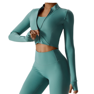 Top de manga larga para mujer, conjunto de ropa activa de gimnasio OEM personalizado para mujer, ropa de yoga sin costuras - Product Image 4