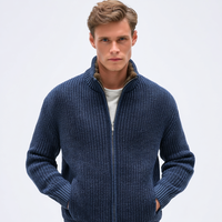 Cardigan en maille pour homme, col en V boutonné, coupe ample et oversize, design tricoté, fermeture éclair, anti-boulochage, viscose/coton, collection automne