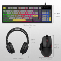 Ensemble de jeu Esports Ajazz AT120 en trois pièces, clavier, souris, casque avec rétroéclairage RVB, 26 touches, 4 niveaux de DPI, son stéréo 3D pour les joueurs