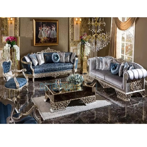 DST Exports Juego de sofá de 8 plazas pulido plateado para el hogar Venta caliente asequible Muebles de sala de estar tallados a mano de madera de teca Alemania - Product Image 1