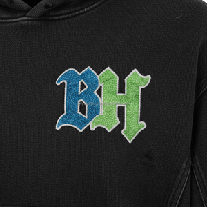 Heavy 380 GSM Chándal de algodón cepillado Sudadera con capucha negra de gran tamaño y pantalones de pierna ancha Chándal de estilo bordado con logotipo personalizado - Product Image 6