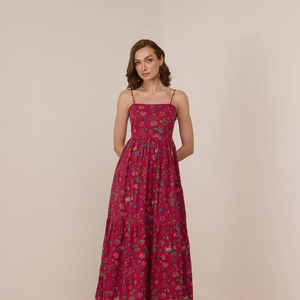 Robe longue Boho de luxe pour femmes belle robe de mariée sans manches brodée sans bretelles produit d'été teint en plaine - Product Image 1