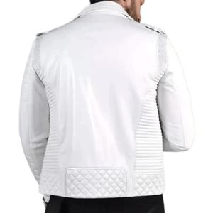 Veste de moto en cuir véritable de Style motard blanc pur avec veste de moto en cuir de course de piste protégée CE blindée pour hommes - Product Image 5