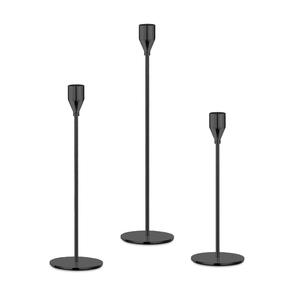 Juego de 3 Portavelas Redondos de Hierro Negro, Decoración para Fiestas y Bodas, Decoración de Mesa, También para Regalos - Product Image 1