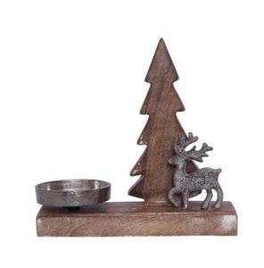 Hot Selling Aluminum Deer and T-Light Silver Finished and Wooden Christmas <b>Tree</b> on Wooden Base Home and Hotel <b>Decorative</b> Items - Product Image 3