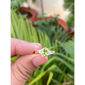 Natural <b>Peridot</b> Oval Cut <b>Ring</b> 925 Sterling Silver Handmade Gemstone Jewelry Wholesale Supplier - Product Image 1