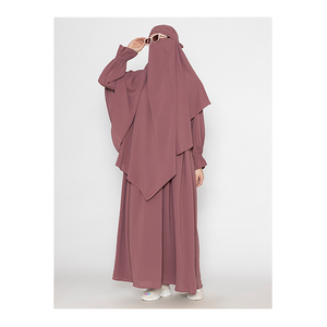 Alta calidad 2024 diseñador mujer Naqab manga larga negro Burqa estilo étnico sólido Hijab Khimar conjunto Dubai Abaya al mejor precio - Product Image 1