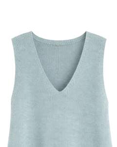 Gilet en tricot sans manches pour femme, bleu clair, personnalisé, col en V, avec poches, décontracté, superposition d'hiver, usine OEM - Product Image 4