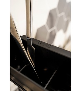 Grande portapiatti in acciaio inox per 18 piatti, nero, 43x25x41,5 cm (Sauvic 89023) - Product Image 5