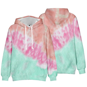 Sweat à capuche soleil éponge français mode homme personnalisé femmes Tie Dye sweats à capuche décontractés Logo personnalisé sans ficelle graphique Tie Dye sweats à capuche pour hommes - Product Image 4