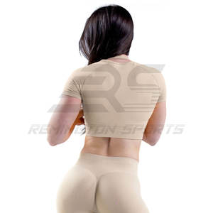 Camiseta corta ligera de secado rápido de Color único para mujer, ropa de calle, Top corto de calidad Premium para mujer - Product Image 6