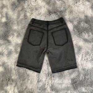 DENIMGUYS, pantalones cortos de mezclilla holgados de verano personalizados para hombre, lavado ácido de algodón informal con apliques bordados, estilo de calle con diamantes de imitación - Product Image 2