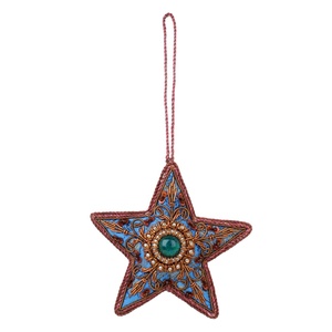 Adornos navideños personalizados, adornos de satén de terciopelo con cuentas hechos a mano, Pavo Real, mariposa, jirafa, formas bordadas, diseño a mano - Product Image 2