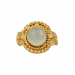 Nueva llegada 18K chapado en oro 8mm piedra lunar blanca Natural sólido 925 plata esterlina Boho Simple anillo de piedras preciosas elegante joyería fina - Product Image 5
