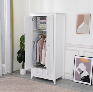 Armario de Diseño Moderno en Color Blanco, con 2 Puertas y 2 Cajones con Bisagras Amortiguadas, Apto para Jóvenes o Adultos - Product Image 4
