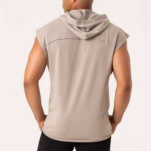 Camiseta sin mangas con capucha y cordón para hombre, nueva llegada, ropa de moda para exteriores, verano, corte regular, talla grande, tela de algodón, ligera - Product Image 3