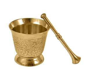 Juego de mortero y pilón de latón macizo de primera calidad para moler especias, hierbas e ingredientes ayurvédicos - Product Image 5