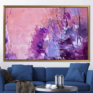 Lienzo impreso en colores rosa y morado vibrantes - Obra de arte abstracta contemporánea, 1P: con marco dorado - Product Image 1