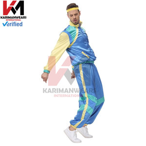 Ensemble de survêtement rétro imprimé color block années 80-90 pour femmes et hommes, tenue vintage coupe-vent, veste zippée à manches longues assortie - Product Image 5
