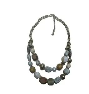 สร้อยคอโซ่ไม้สีงาช้างแบบคลาสสิกสร้อยคอไข่มุกรูปทรงเรขาคณิตของคนรักลวดลายสร้อยแฟชั่นรูปหัวใจครบรอบ - Product Image 1