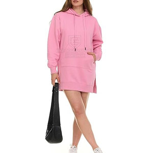 Sweat-shirts à capuche longs pour femmes en coton 100% avec logo personnalisé sur le devant, respirants, de haute qualité, personnalisables - Product Image 1