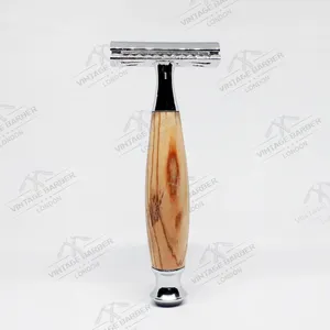 Maquinilla de afeitar de seguridad clásica de acero inoxidable de doble filo, afeitado húmedo agresivo para hombres y mujeres, mango corto para Bikini, vello de axila - Product Image 1
