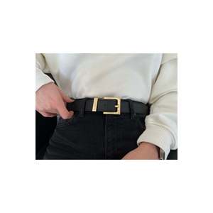 Ceinture pour femme à boucle carrée, ceinture pour pantalon, ceinture pour veste, ceinture pour robe - Noir-Or - Product Image 5