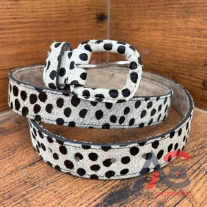 Nuevo pelo hecho a mano en estampado de animales cinturón de mujer occidental hecho a mano 100% cuero Real estilo bohemio cubierta de piel hebilla cinturón para Jeans - Product Image 1