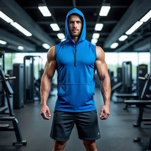 Fitness Gym musculation sweat à capuche sans manches hommes séchage rapide fermeture éclair sport gilet mâle athlétique entraînement fermeture éclair maillots vestes hommes - Product Image 3