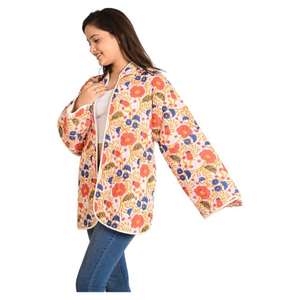 แจ็กเก็ตผ้าฝ้ายพิมพ์ลายดอกไม้แบบกลับด้านได้สำหรับผู้หญิงเสื้อหนาวสไตล์พื้นเมืองอบอุ่น - Product Image 3