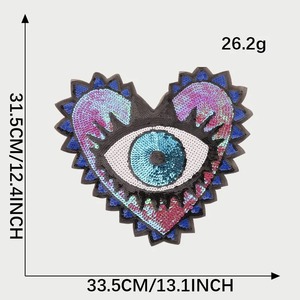 Embroidery Sew on Badges for Clothing Heart Eye Sequins DIY Accessories Transfer <b>Applique</b> 3D Nickel-Free Customized - Product Image 3