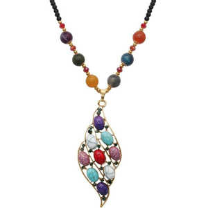 Tip Top Fashions Collar de piedra austriaca chapado en oro Colgante de múltiples cuentas 1105933 - Product Image 1