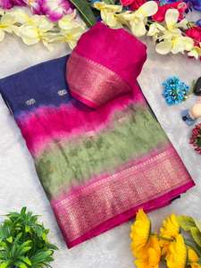 ผ้าส่าหรีมอสชินนอนซิบูริแบบไม่พิมพ์ลาย พร้อมลายเจคาด บุตติ ลายเจคาดทั่วทั้งผืน สำหรับผู้หญิงอินเดีย  มีสินค้าพร้อมส่ง - Product Image 3