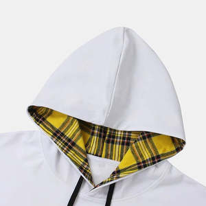 Sweat-shirt à capuche décontracté pour homme, patchwork à carreaux, streetwear, mode, chaud, hiver - Product Image 3