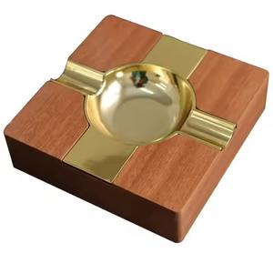 Cenicero de Madera y Acero Tallado Antiguo para Uso en Interiores y Exteriores, Cenicero Decorativo para el Hogar, Cenicero Portátil de Lujo para Uso Diario - Product Image 1