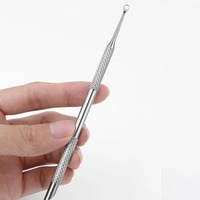 Pousse-cuticules en acier inoxydable à tête plate biseautée, tablette de ponçage pour nail art, bâtonnets de manucure réutilisables à double usage pour ongles
