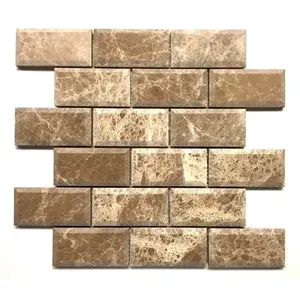 Emperador travertino mosaico pared Backsplash 2x4 mármol gris claro biselado ancho con acabado pulido para uso en el suelo - Product Image 1