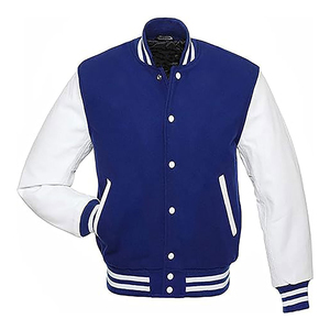 OEM Custom Coated Woven Men's Fleece Varsity Jacket <b>Stand</b> Collar Front Logo Windproof Breathable 220g Wholesale Pakistani - Product Image 3
