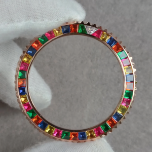 Bisel de Reloj con Diamantes Moissanite, Verde Claro, Estilo Iced, de Acero Inoxidable de Lujo, Bisel de Repuesto Personalizado para Personalización de Relojes - Product Image 3