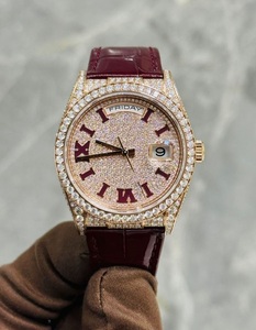 Người Đàn Ông Của 14K Vàng Tone Analog Xem Vàng Vàng Quay Số Mô Phỏng Kim Cương Thép Trở Lại 5Mm Trường Hợp Độ Dày Ronda Di Chuyển Con Trỏ Hiển Thị - Product Image 1