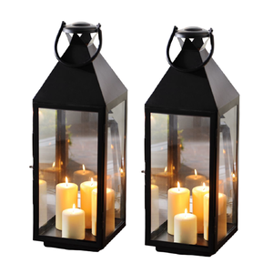 Nuevo diseño de lujo decorativo vidrio y metal vela linterna color negro polvo capa acabada para decoración linterna colgante - Product Image 3