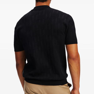 High Quality 100% <b>Viscose</b> <b>Men's</b> Golf for Polo <b>Shirt</b> Knitted Striped Loose Fit Quarter Zip Wholesale Custom Logo Embroidery - Product Image 5